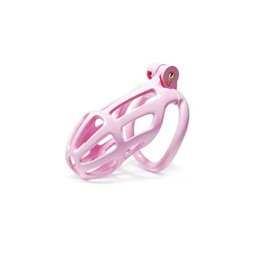 Male Chastity Cage with Lock & 4 Rings Nylon Virginity for Men Restraint Unnoticeable (Compact) - Compact