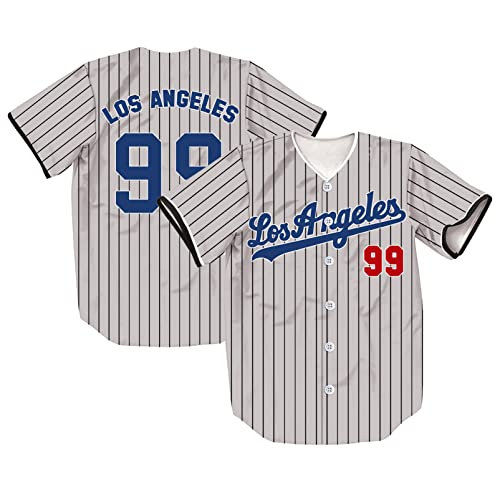 TIFIYA Los Angeles 17/50/99 Stripes Baseball Jersey LA Shirts for Fans - Small - T048-grey