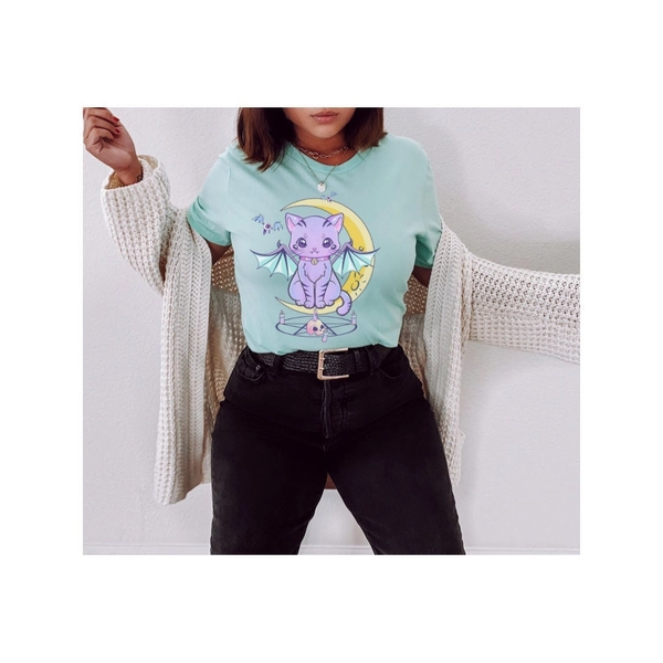 Kawaii Cat Pastel Goth Shirt, Pastel Goth tee,Kawaii Shirt, Kawaii Clothes,Cute Creepy Shirt, Harajuku clothes, Creepy Cat tee