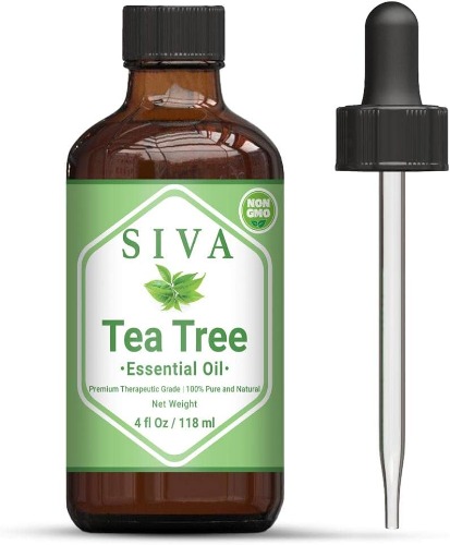 Siva Tea Tree Essential Oil 4 Fl Oz with Premium Glass Dropper – 100% Pure, Natural, Undiluted & Therapeutic Grade, Great for Skin, Face, Scalp & Hair Care, Nails & Cuticles, Diffuser & Aromatherapy - Tea Tree 4 Fl Oz (Pack of 1)
