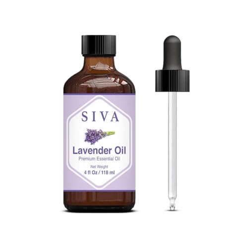 Siva Lavender Essential Oil 4oz (118ml) Premium Essential Oil with Dropper for Diffuser, Aromatherapy, Hair Care, Scalp Massage & Skin Care - Lavender - 4 Fl Oz (Pack of 1)