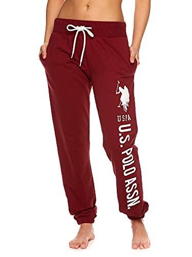 U.S. Polo Assn. Womens Lounge Pants with Pockets, French Terry Jogger Sweatpants - 2X - Deep Red4