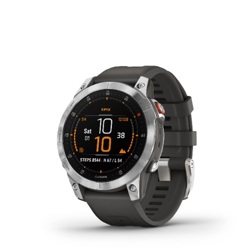 Garmin epix 2, Premium Active Smartwatch, Slate and Stainless Steel with Silicone Band Black