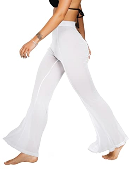 sofsy Mesh Beach Pants/Swim Pants for Women | Sheer Bikini Cover Ups for Women | Bathing Suit Swimwear Cover Up Rave Pants