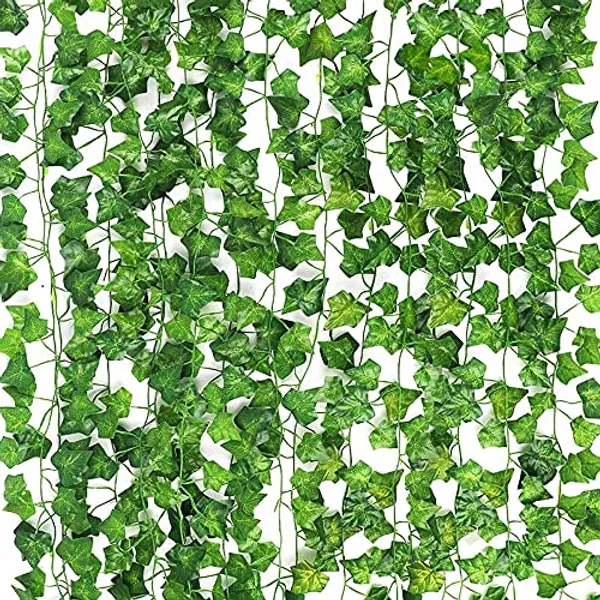CEWOR 14 Pack 98 Feet Fake Ivy Leaves Artificial Garland Greenery Hanging Plant Vine for Bedroom Wall Decor Wedding Party Room Astethic Stuff