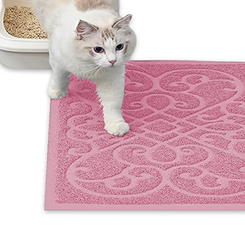 PetLike Cat Litter Mat, Thick Litter Trapping Mat, Durable Litter Box Mat Waterproof, Indoor Mat Washable Mats with Non-Slip Backing, Soft on Kitty Paws and Easy to Clean, Phthalate Free - 1 Count (Pack of 1) - Pink