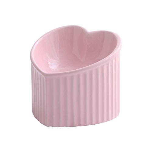 Pink Ceramic Raised Cat Bowls, Tilted Elevated Food or Water Bowls, Stress Free, Backflow Prevention, Dishwasher and Microwave Safe, Lead & Cadmium Free - Pink