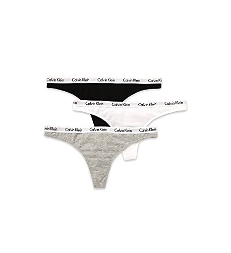 Calvin Klein Women's Carousel Logo Cotton Thong Multipack Panty - 3 - Black/White/Grey - Large
