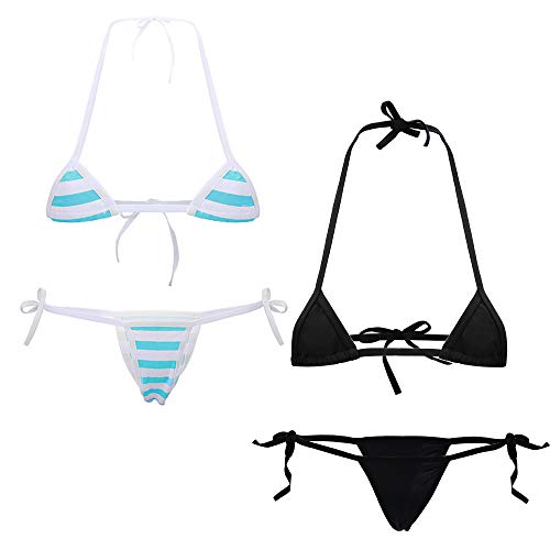 Cute Sexy Cosplay Lingerie Set for Women Micro Anime Bra and Panty Set Kawaii Tiny Unerderwear Suit 2 Packs