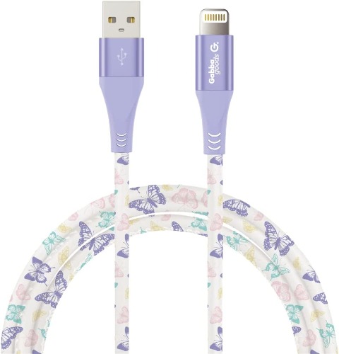 MFi Certified Lightning 4FT Printed Lightning Sync & Charge Cable (Pastel Butterfly) Compatible with: iPhone 13/iPhone 13 Pro/iPhone 13 Pro Max/iPhone 13 Mini/IPhone 12 Pro/iPhone 12 Pro Max/iPhone 12 mini/iPhone 12/iPhone 11 - 4 Foot