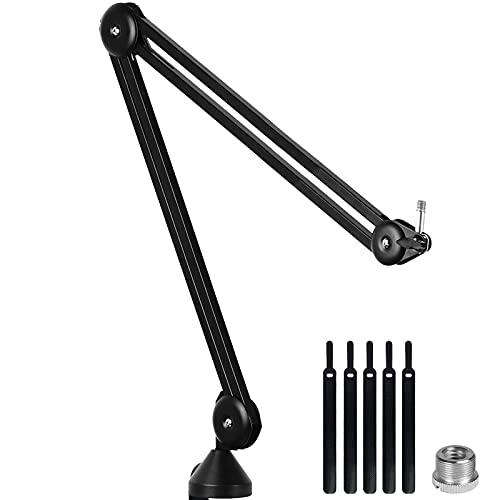 LANUCN Boom Arm 2nd Generation Mic Stand - 3/8 5/8 Upgraded Desktop Microphone Stand with Anti-shaking Desk Clamp, Long Mic Suspension Boom Holder for Blue Yeti Nano Snowball Ice and Other Mics - V50 boom arm