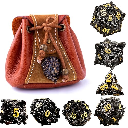 JOYLORD Hollow Metal DND Dice Set - Dragon Head Design for Dungeons &Dragons- Metal Dice Set with Unique Numbers,Unforgettable Dungeons and Dragons Gifts - Black Golden