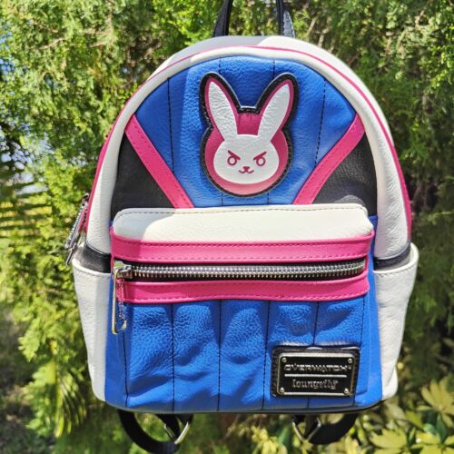 VERY RARE Loungefly Overwatch D.Va Dva Black Cat Ears Ruffle Backpack Bag  NWT