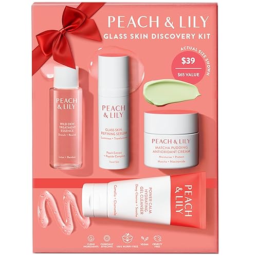 Peach & Lily Glass Skin Discovery Kit (4 Products) Facial Skincare Set | Cleanser, Essence, Serum, & Cream, Acne Routine