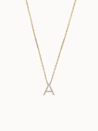 Fine Diamond Letter Necklace - Yellow Gold - A