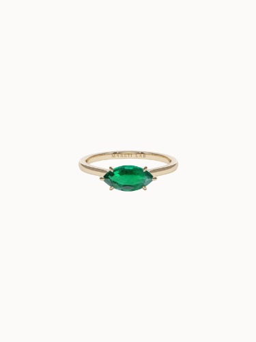 Horizontal Emerald Engagement Ring - 0.50