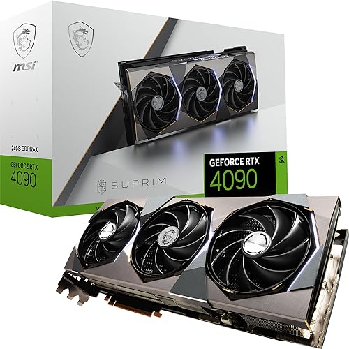 MSI GeForce RTX 4090 SUPRIM X 24G Gaming Grafikkarte - NVIDIA RTX 4090, 24GB GDDR6X Speicher, 384-bit, 21 Gbps - GeForce RTX 4090 SUPRIM X 24G