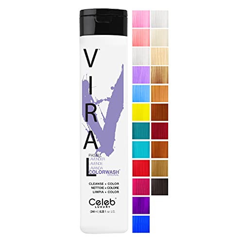 Celeb Luxury Viral Colorwash, Professional Semi-Permanent Hair Color Depositing Shampoo, Pastel Lavender, 8.25 Fl Oz (Pack of 1) - Pastel Lavender