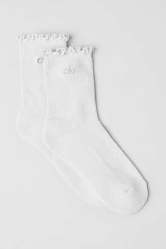 Women's Lettuce Edge Sock - White | White / S/M