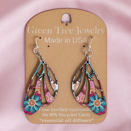 Butterfly Floral Wings Wooden Earrings | Default Title