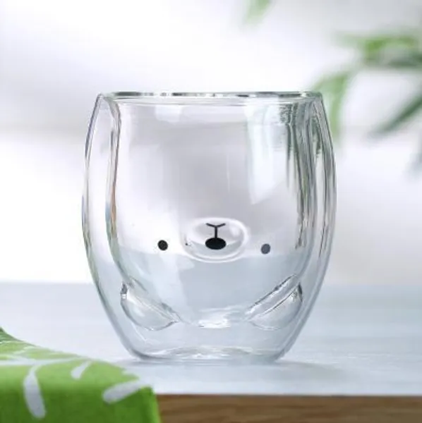 Cute Animal Cup Double Wall Glass Housewarming Gifts - Cat