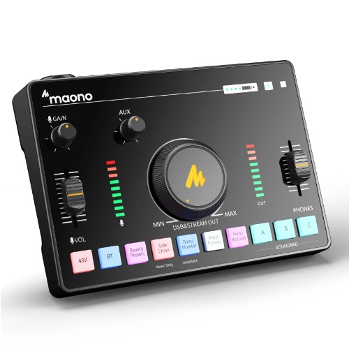 Audio Interface Mixer Professional Recording Studio Monitor Audio Interface Sound Card Live Stream - Black