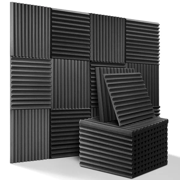 Geluid absorber akoestisch schuim, zwart akoestisch schuim voor podcasts, opname studio's, kantoren, thuis leren, akoestische schuimmat (24 stuks|30x30x2.5cm)
