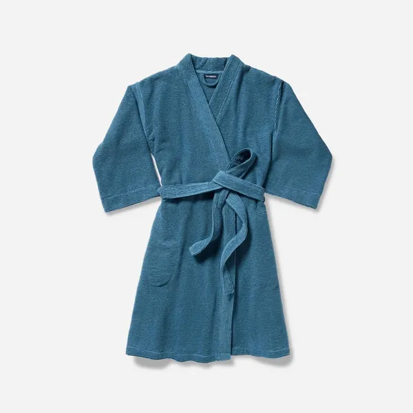 Organic Ribbed Robe | Blue Sea / M-L