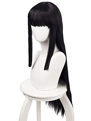 LeMarnia Black Long Straight Bangs Wig For Cosplay Jabami Yumeko Wig Halloween Costume Party Wig