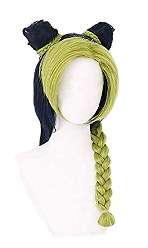 PWEINCY JJBA Jolyne Kujo Cosplay Wig Jolyne Cujoh Buns Braided Synthetic Hair Green Blue - Green Blue