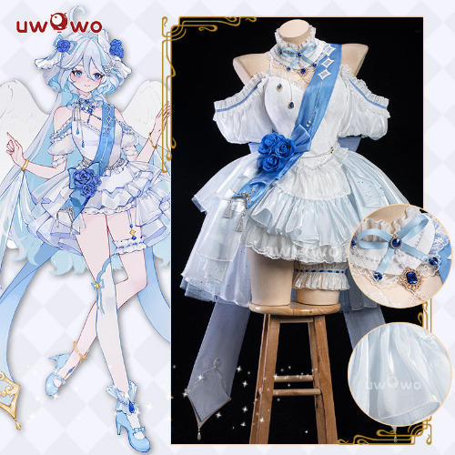 【In Stock】Uwowo Genshin Impact Fanart Furina Focalors White Angel Lolita Dress Cosplay Costume - XXXL