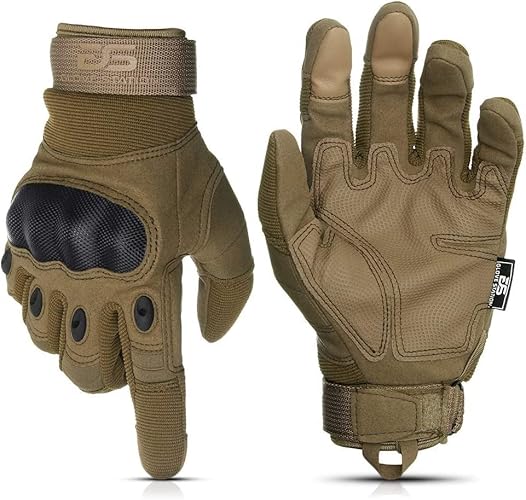 Glove Station - Tactical Shooting Hard Knuckle Gloves for Men and Woman with Touchscreen Fingers - Durable and Comfortable Hand-Gear for Outdoor Work Shooting and Hunting - Tan - Hard Knuckle - Medium