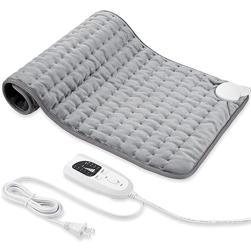 Heating Pad, Electric Heating Pad for Dry, Electric Heat Pad with Multiple Temp & Timer Settings, Auto Off(Silver Gray, 24‘’×12‘’) - Silver Gray - 1 Count (Pack of 1)