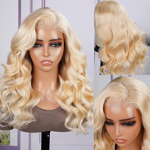 MEGALOOK Real Glueless Wigs Human Hair Pre Plucked Pre Cut Blonde Lace Front Wigs Human Hair 5x5 HD Lace Closure 613 Body Wave Lace Front Wigs Human Hair(22 inch,210% density) - 22 inch - 5x5 Lace 613glueless Wig