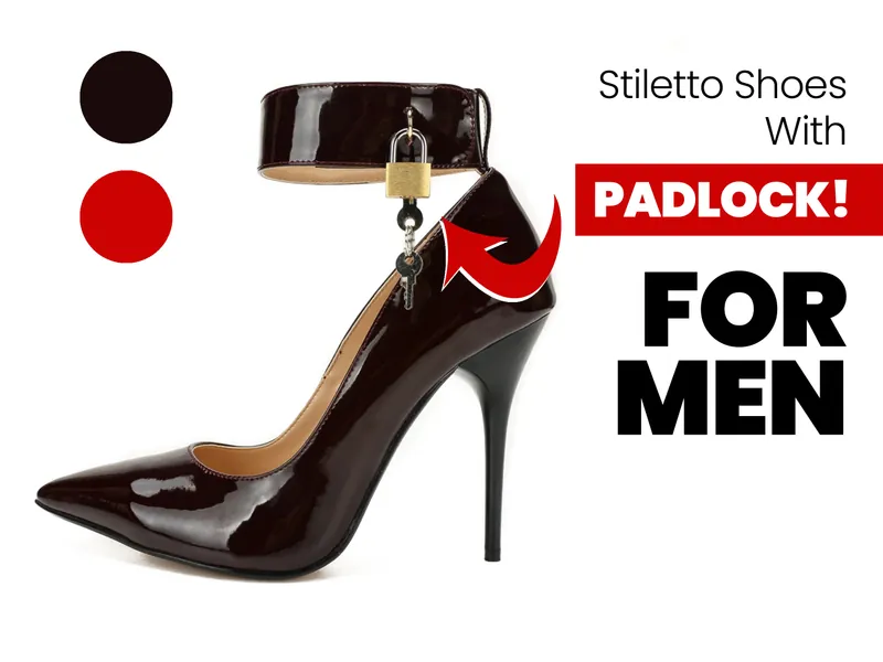 Zapatos transgénero MTF Crossdresser con candado, calzado de tacón de aguja de tacón alto para hombres con cerradura y llave