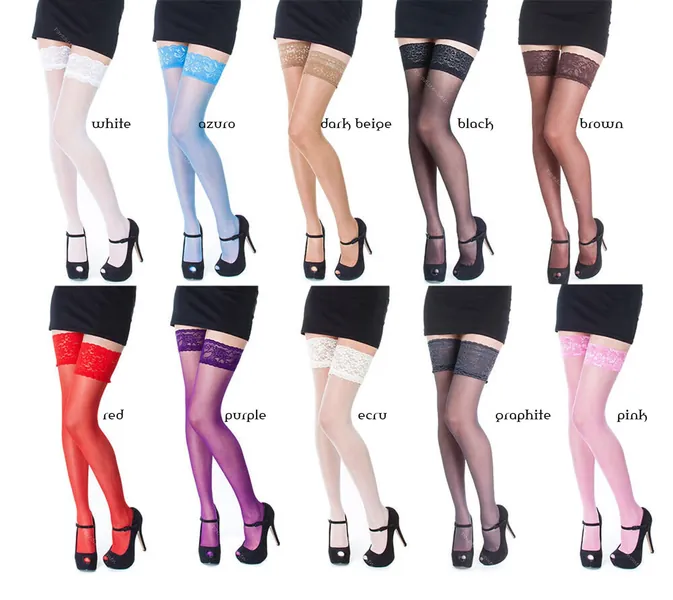 NUEVO Encaje Top 20 Denier Sheer Hold Ups Medias by Sentelegri 17 Varios Colores- Tallas S-XL