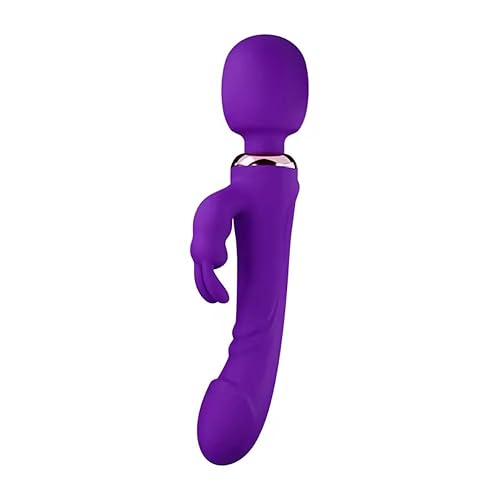 Wand Vibrator - Curvy Triple Pleasure Rabbit Magic Wand Vibrator - Rechargeable Massage Wand Sex - Waterproof and Powerful Sex Wand - 2 Motors with 10 Modes - Vibrator for Women and Couples (Purple) - Purple