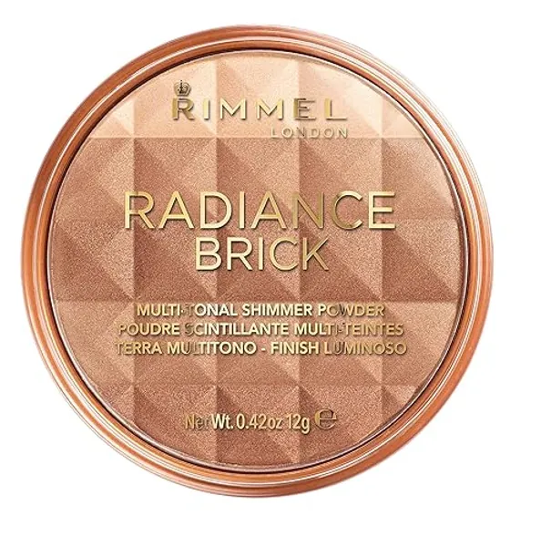 Rimmel London Radiance Shimmer Brick Pressed Bronzer, Light-As-Air Contouring Formula, 001 Light, 12 g