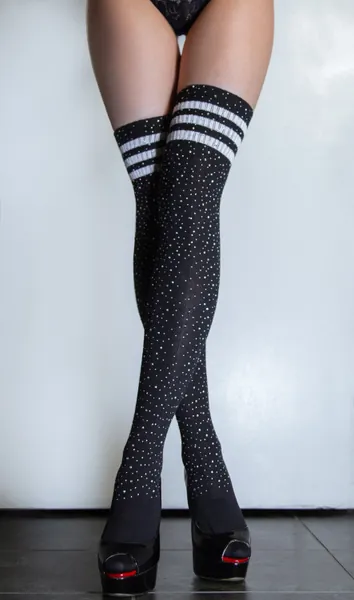 Thigh High Socks Rhinestone Modeled by Josie Fox
