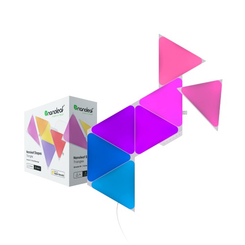 Nanoleaf Shapes Triangles WiFi and Thread Smart RGBW 16M+ Color LED Dimmable Gaming and Home Decor Wall Lights Smarter Kit (7 Pack) - 