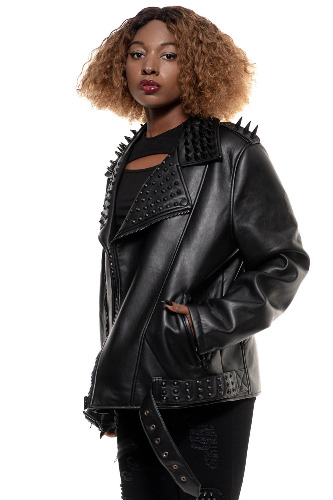 Creeping Death Biker Jacket [BLACK STUDS] | XL / Black / 45% PU 55% Polyester