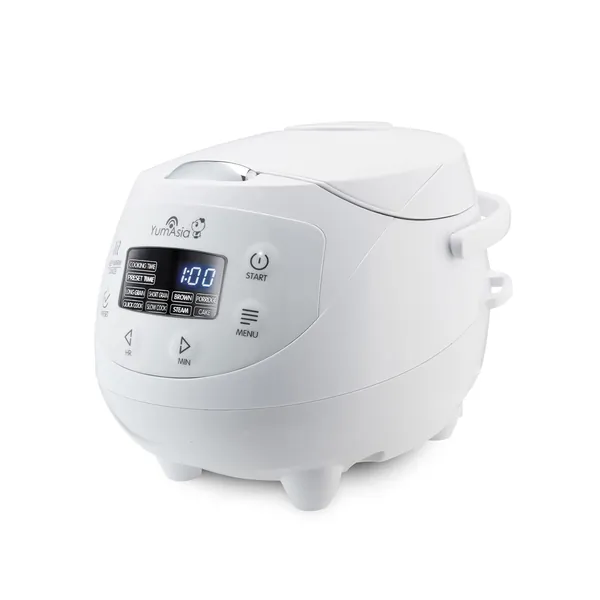 Yum Asia Panda Mini Rice Cooker With Ninja Ceramic Bowl and Advanced Fuzzy Logic (3.5 cup, 0.63 litre) 4 Rice Cooking Functions, 4 Multicooker functions, LED display, 220-240V (Arctic White)