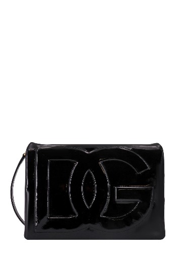Patent leather shoulder bag with monogram - OS