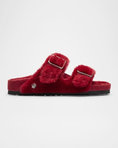 Arizona Shearling Dual-Buckle Slide Sandals