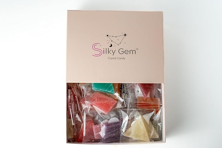 SILKY GEM - Mystery Box, Edible Crystal Candy, 26-28 Clusters, Multi Flavor, Kohakutou, Edible Gem, Vegan, Gluten Free, ASMR - Mystery-Box - 26-28