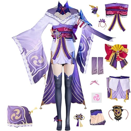 Genshin Impact Cosplay Model Accessories, Game Raiden Shogun Cosplay Costume, Deluxe Suit, Full Set Halloween Outfits for Women and Girls - F - （M）
