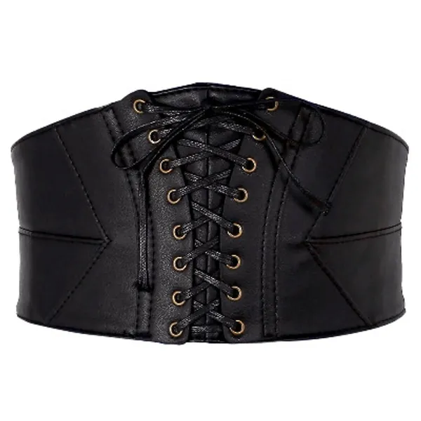 CHIC DIARY Vintage Damen Gürtel Breiter Taillengürtel Hüftgürtel Bindegürtel Lolita Korsett Elastisch Gebündelt aus Kunstleder