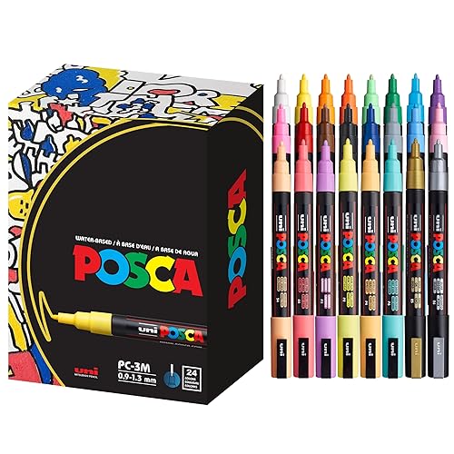 Posca Marker Set of 24 Fine Markers 3M, Paint Pens, Art Supplies, Fabric Paint, Fabric/Art Markers