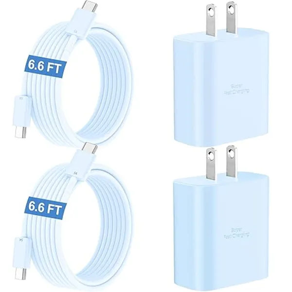 45W Samsung Super Fast Charger Type C, USB C Fast Charger 6.6ft Cable Cord Android Phone Charger Block for Samsung Galaxy S24 Ultra/S24/S24+/S23 Ultra/S23/S23+/S22/S21/S20/Note 10/20, Galaxy Tab, blue - blue - 6.6FT