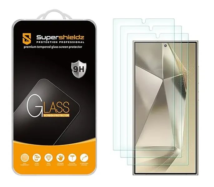 Supershieldz (3 Pack) Designed for Samsung (Galaxy S24 Ultra) Tempered Glass Screen Protector, Anti Scratch, Bubble Free - S24 Ultra (6.8 inch)